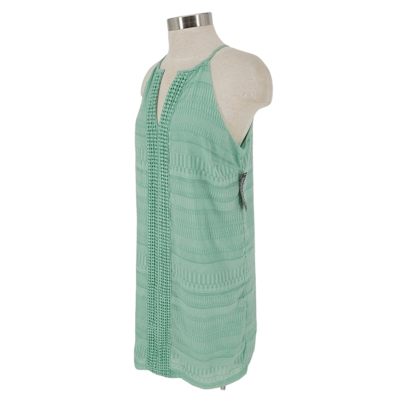 New York & Co Shift Dress Green Sleeveless Lace V Neck Sundress Small - Picture 5 of 9